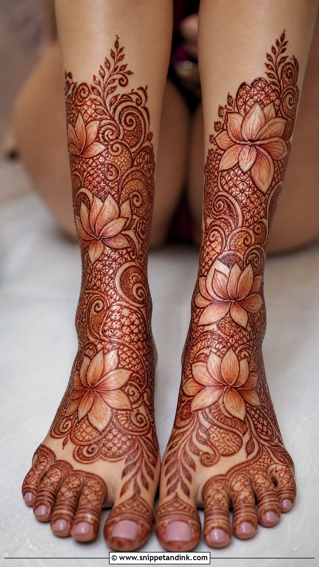 Lotus Bridal Leg Mehndi Design - Snippet and Ink - 20 Bridal Mehndi Designs Leg