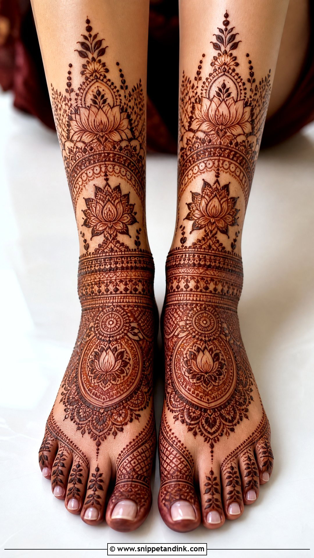 Lotus Bridal Leg Mehndi Design - Snippet and Ink - 20 Bridal Mehndi Mehandi Designs for Legs