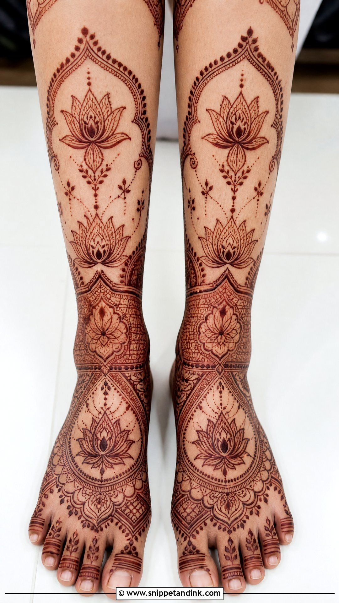 Lotus Bridal Leg Mehndi Design - Snippet and Ink - 20 Bridal Mehndi Designs for Leg