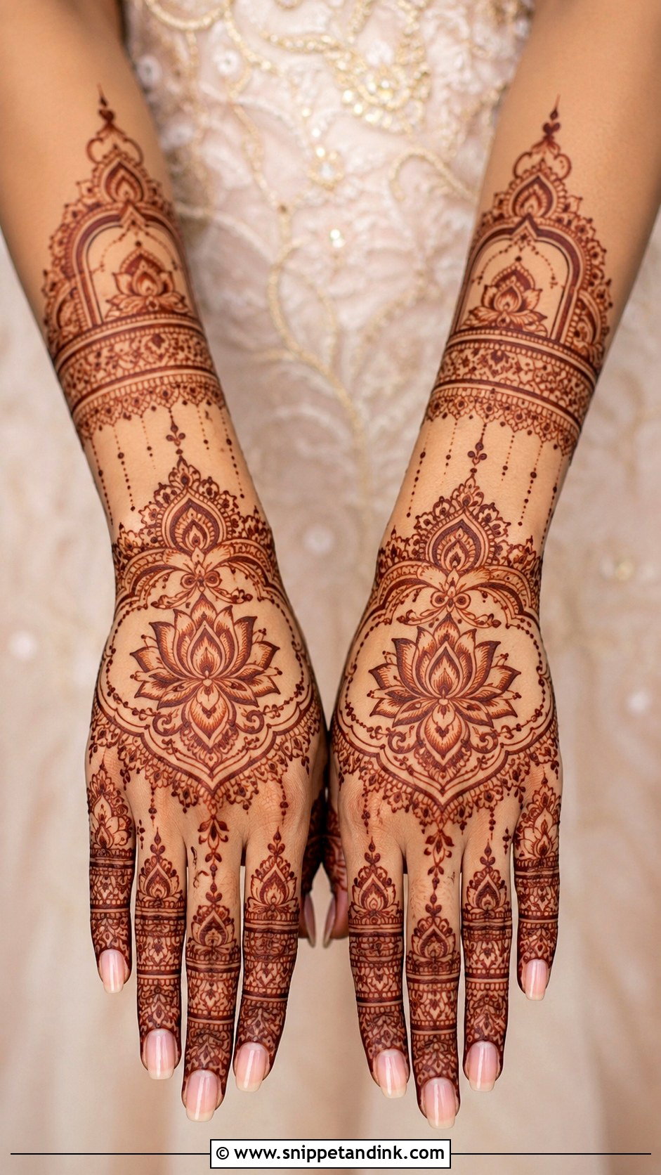 Lotus Bridal Mehndi Back Hand - Snippet and Ink - 30 Bridal Mehndi Designs Back Hands Brides