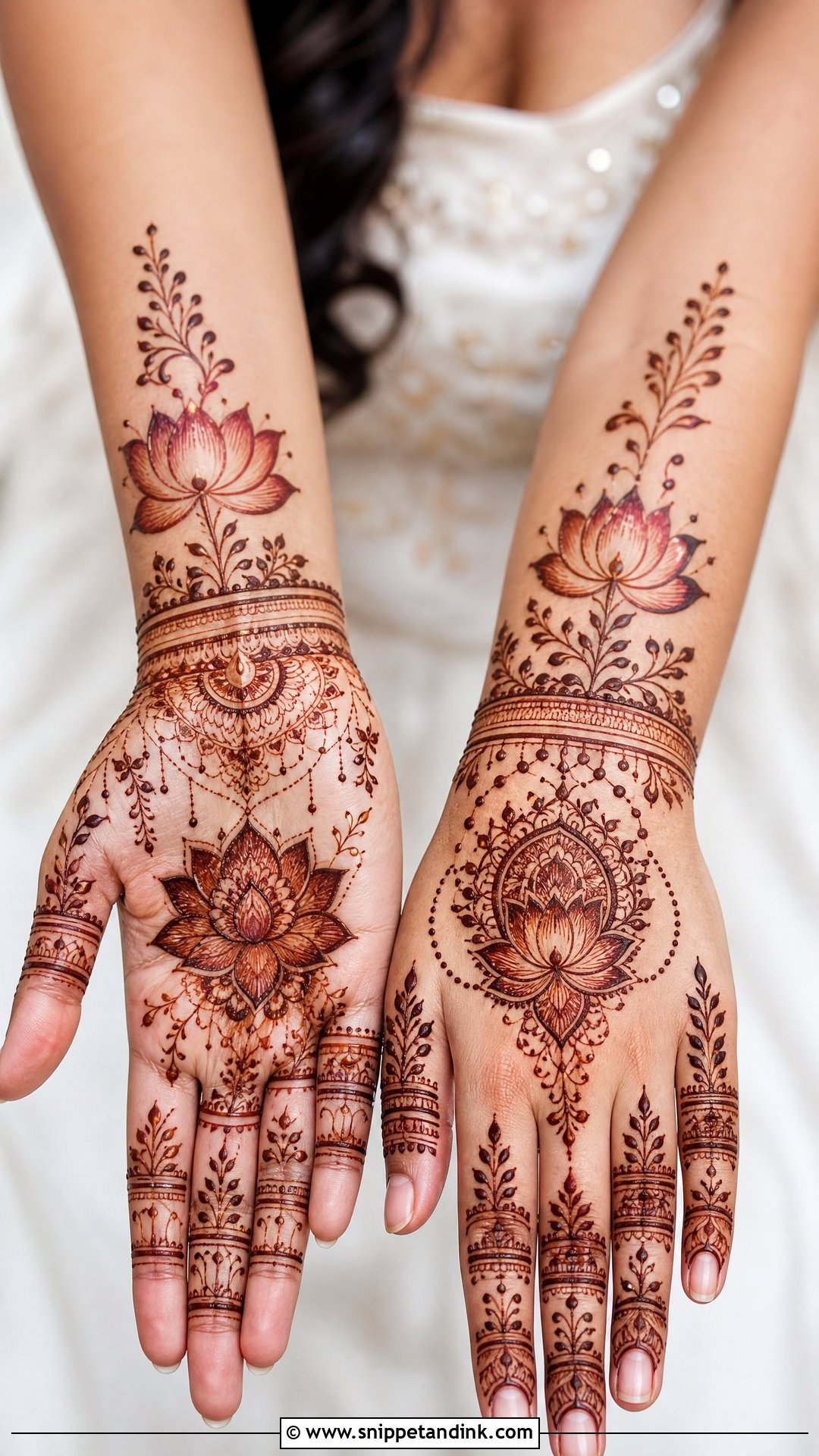 Lotus Bridal Mehndi Design - Snippet and Ink - 20 Bride Hand Mehndi Designs