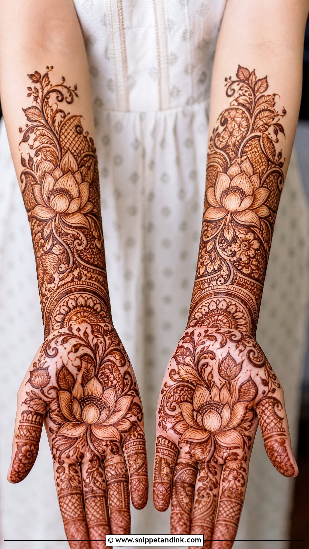 Lotus Bridal Mehndi Design - Snippet and Ink - 25 Bridal Mehndi Design 2025 Ideas