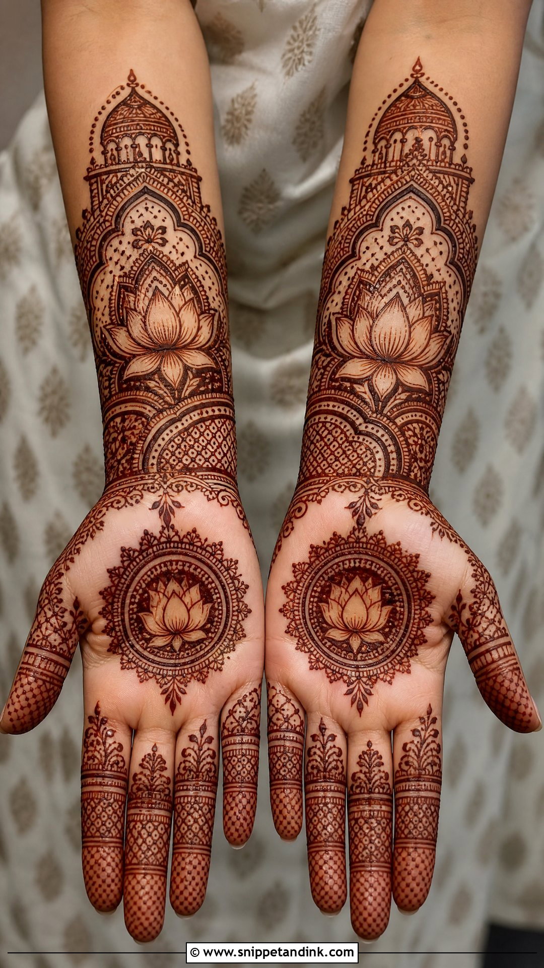 Lotus Bridal Mehndi Design - Snippet and Ink - 25 Dulhan Bridal Henna Mehndi Designs