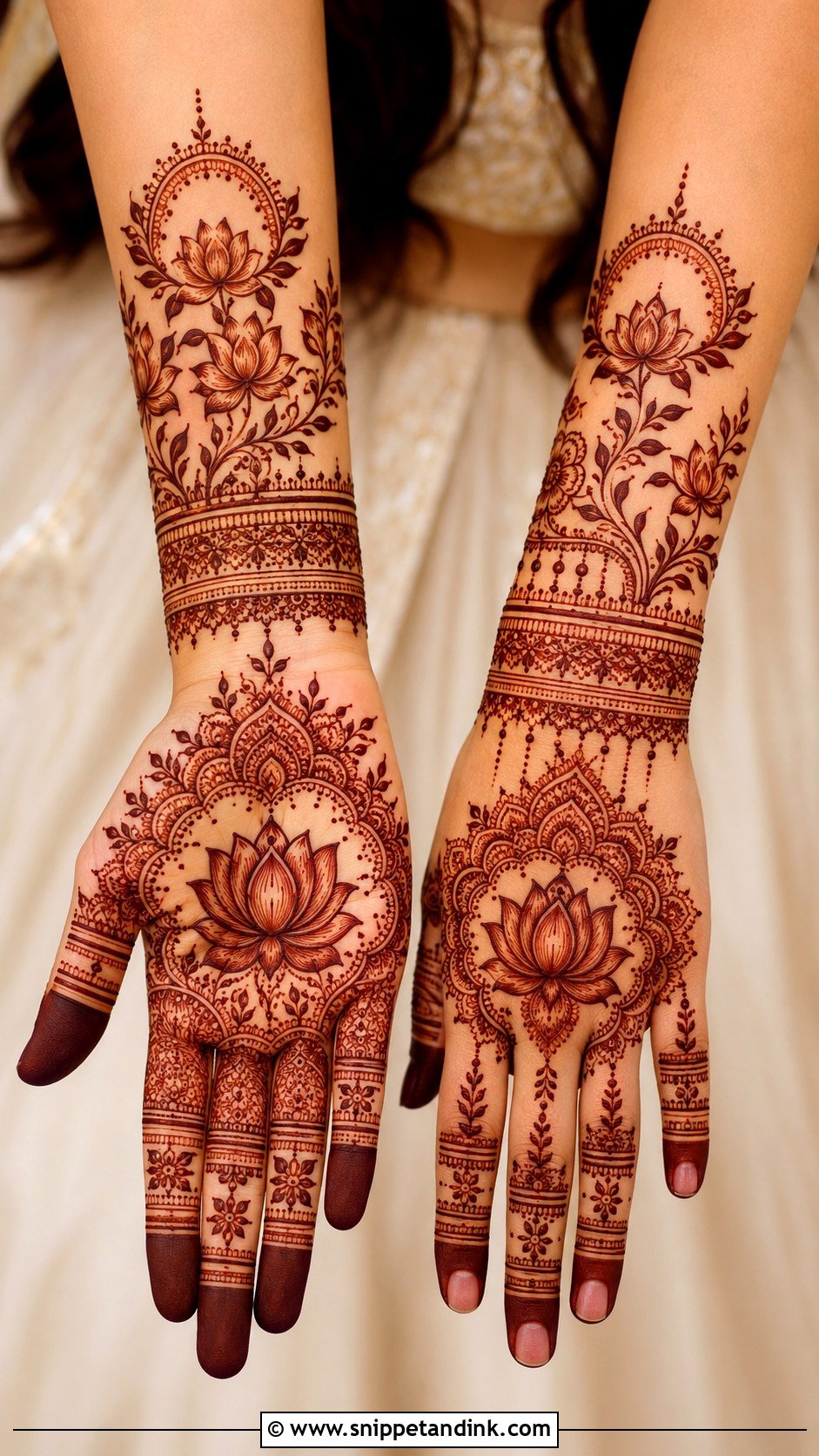 Lotus Bridal Mehndi Design - Snippet and Ink - 35 Latest Bridal Mehndi Designs