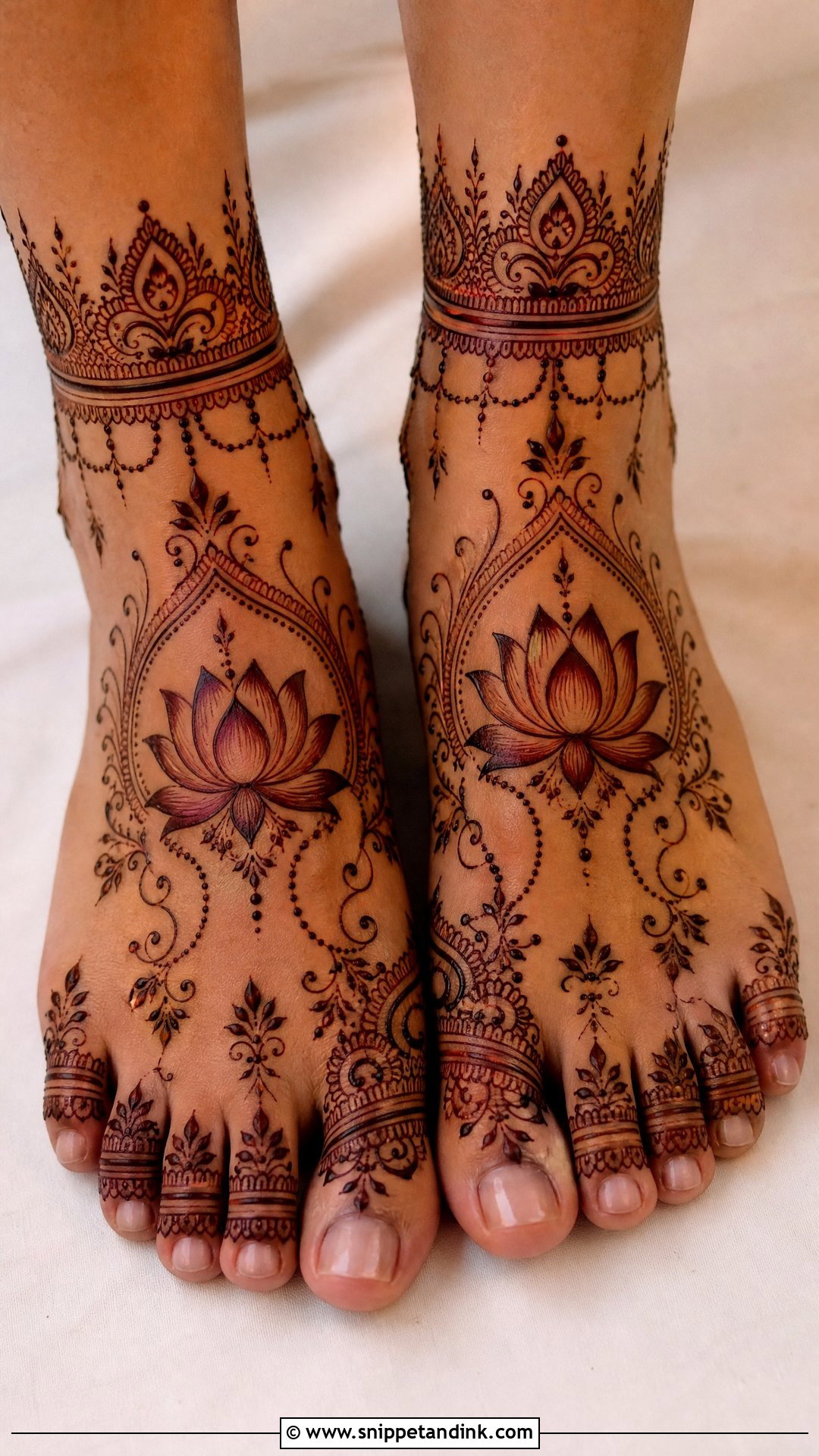 Lotus Bridal Mehndi Design For Feet - Snippet and Ink - 20 Bridal Mehndi Designs for Feet