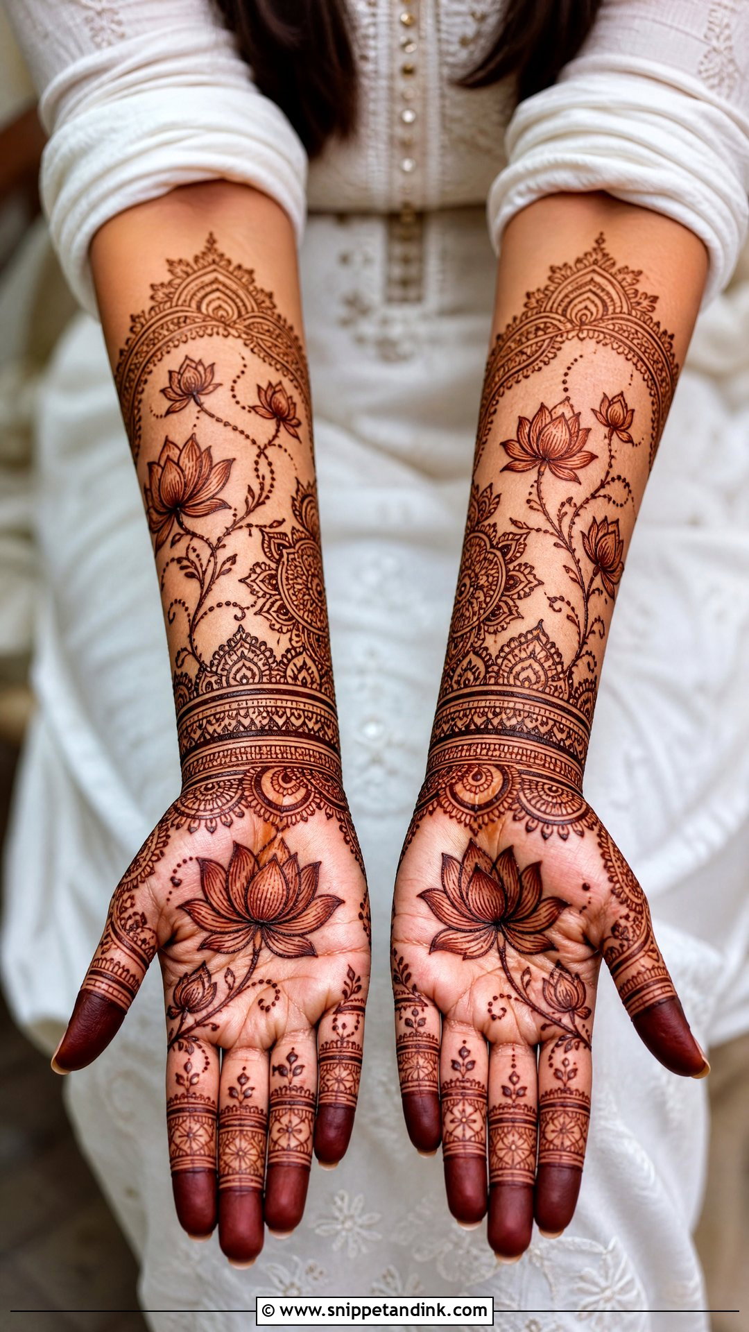 Lotus Bridal Mehndi Design Front Hand - Snippet and Ink - 20 Bridal Mehndi Designs Front Hands Brides