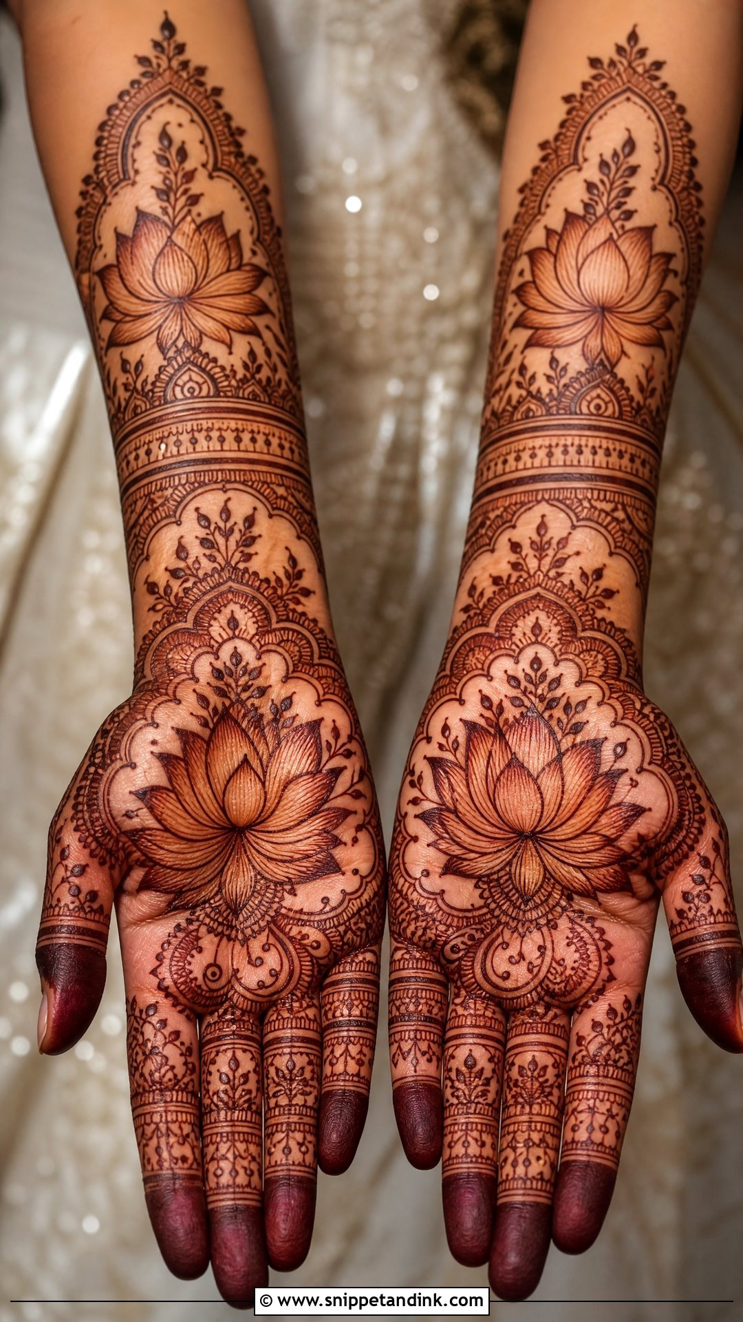 Lotus Bridal Mehndi Front Hand - Snippet and Ink - 20 Front Bridal Mehndi Designs