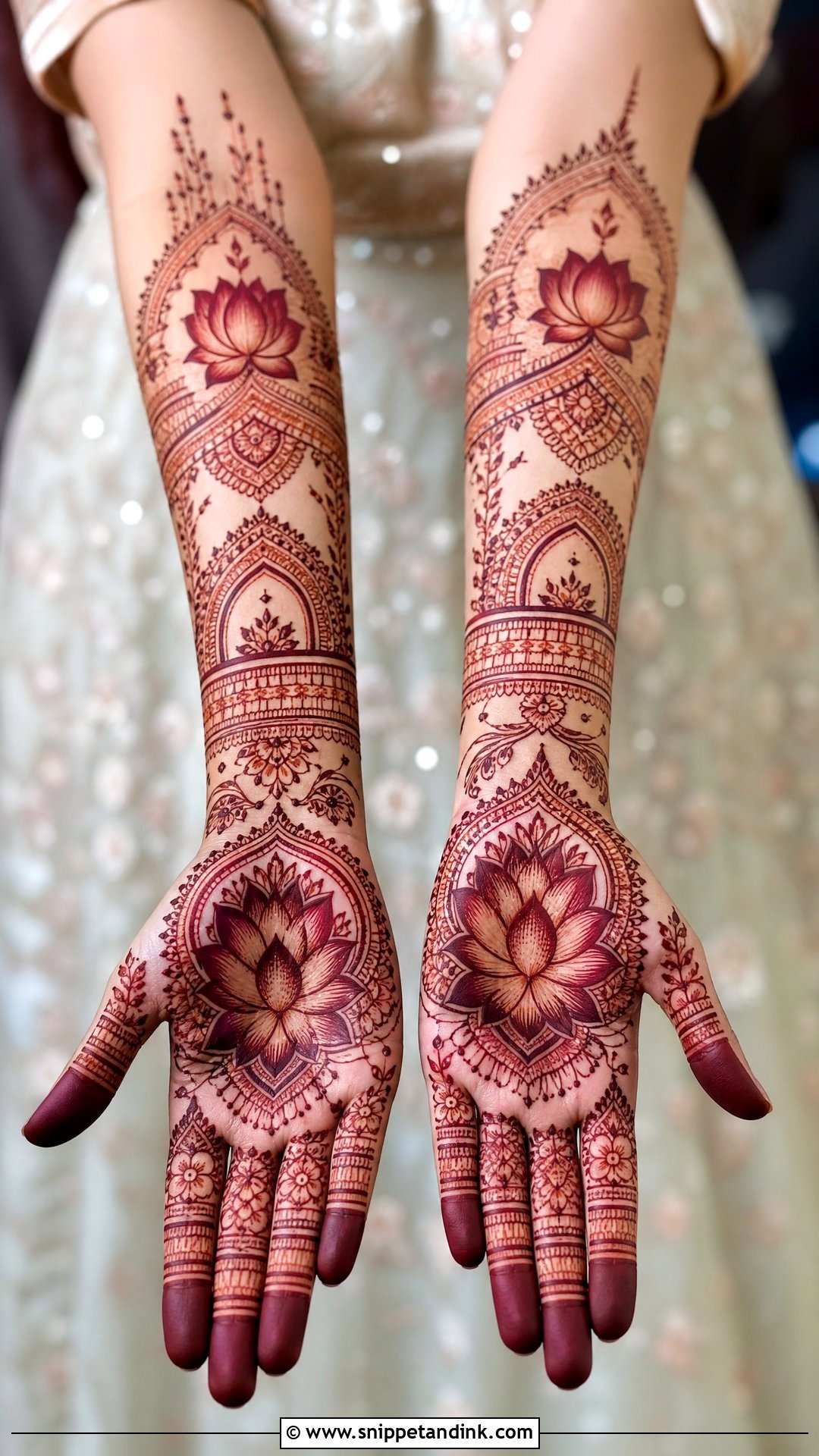 Lotus Bridal Mehndi Full Hands - Snippet and Ink - 20 Bridal Mehndi Designs Full Hands