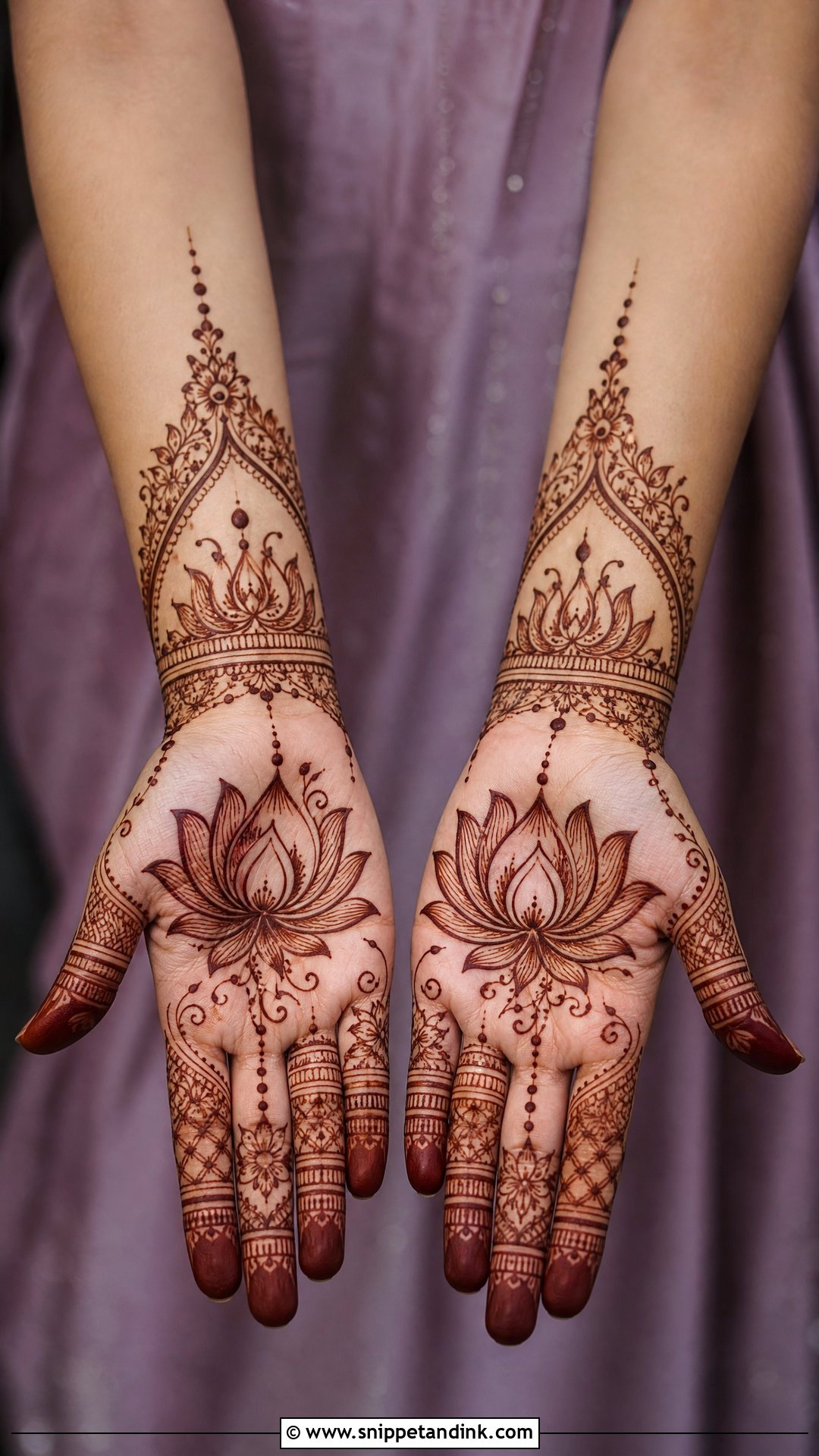 Lotus Bridal Mehndi Half Hand - Snippet and Ink - 20 Bridal Mehndi Designs Half Hand