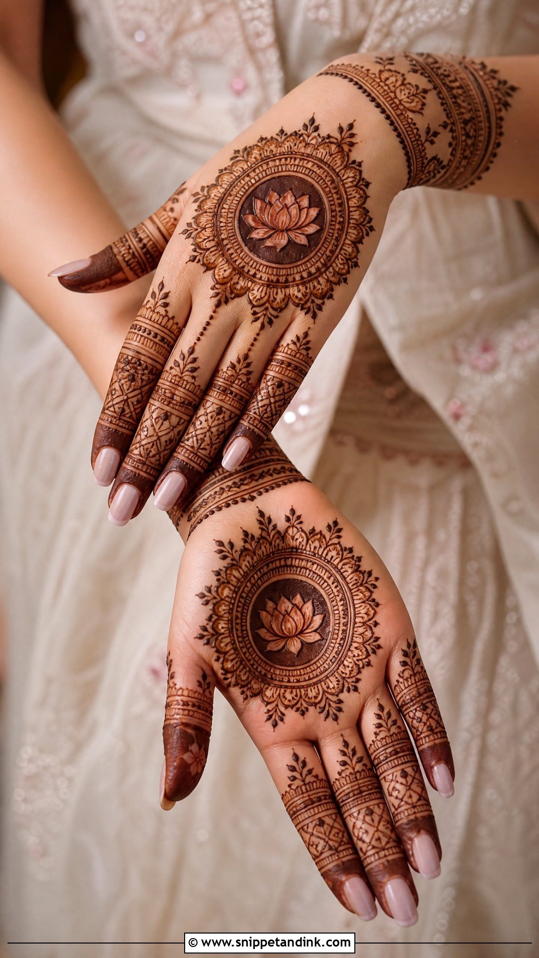 Lotus Bridal Tikki Mehndi Design - Snippet and Ink - 20 Bridal Tikki Mehndi Designs