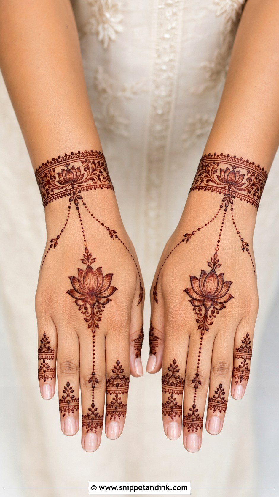 Lotus Chain Mehndi Design - Snippet and Ink - 35 Lotus Mehndi Design Ideas