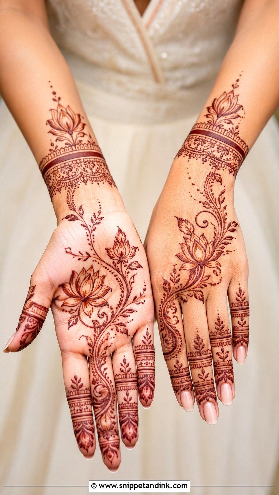 Lotus Engagement Mehndi Design - Snippet and Ink - 30 Engagement Mehndi Designs for Bride