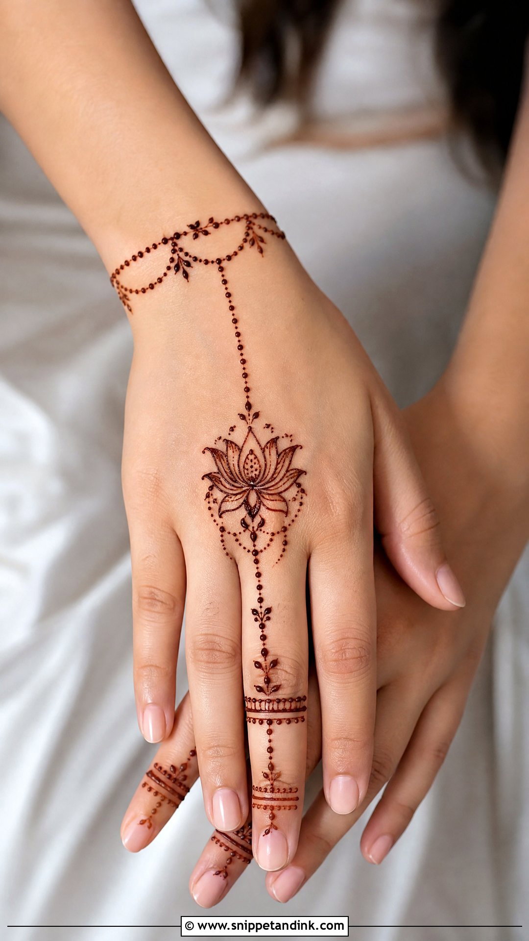 Lotus Engagement Mehndi Design - Snippet and Ink - 30 Minimal Lotus Mehndi Design Ideas