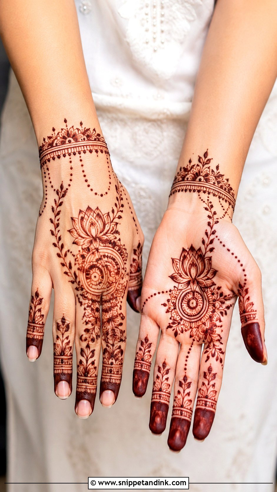 Lotus Engagement Mehndi Design - Snippet and Ink - 35 Engagement Mehndi Designs