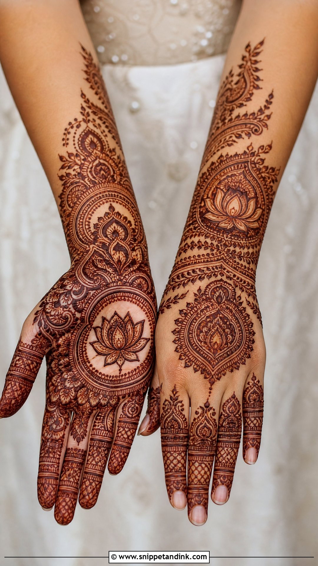 Lotus Floral Bridal Mehndi Design - Snippet and Ink - 20 Floral Bridal Mehndi Designs