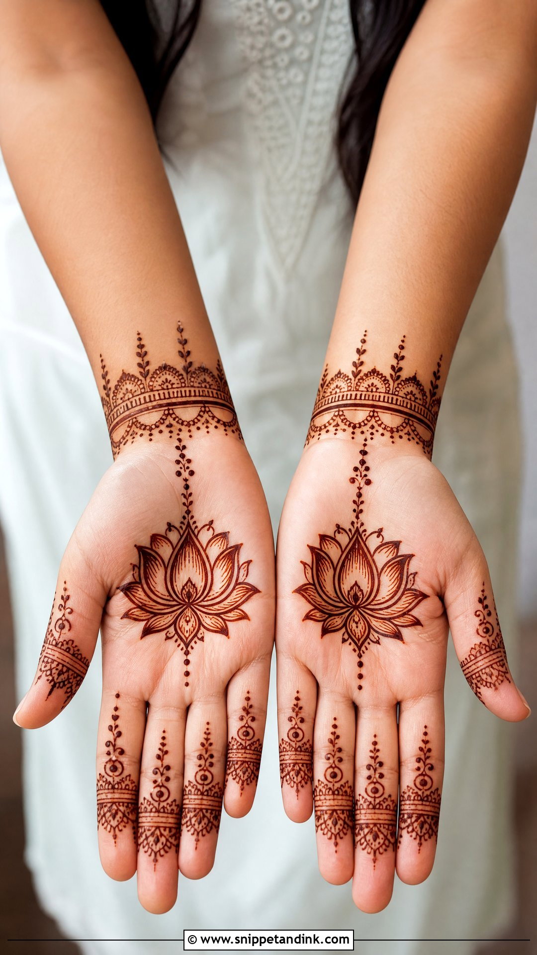 Lotus Front Hand Mehndi Design - Snippet and Ink - 30 Minimal Lotus Mehndi Design Ideas
