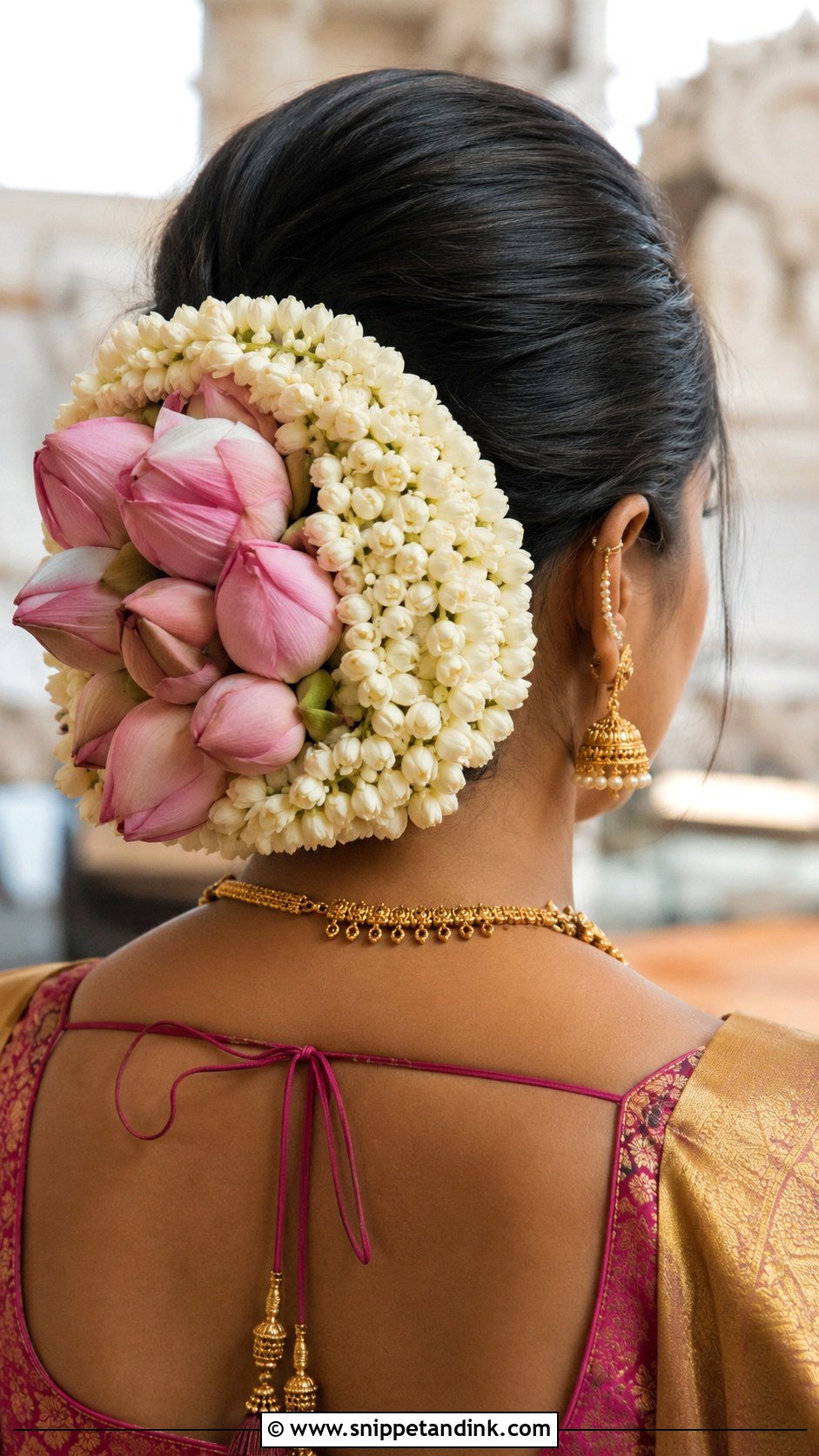 Lotus Gajra Bun - Snippet and Ink - 20 Lotus Bridal Hairstyles