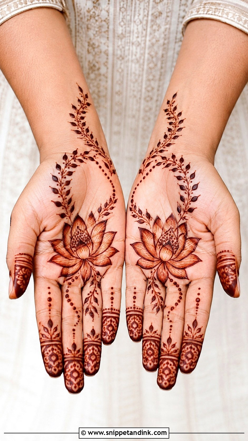 Lotus Half Hand Mehndi Design - Snippet and Ink - 35 Half Hand Mehndi Design Ideas
