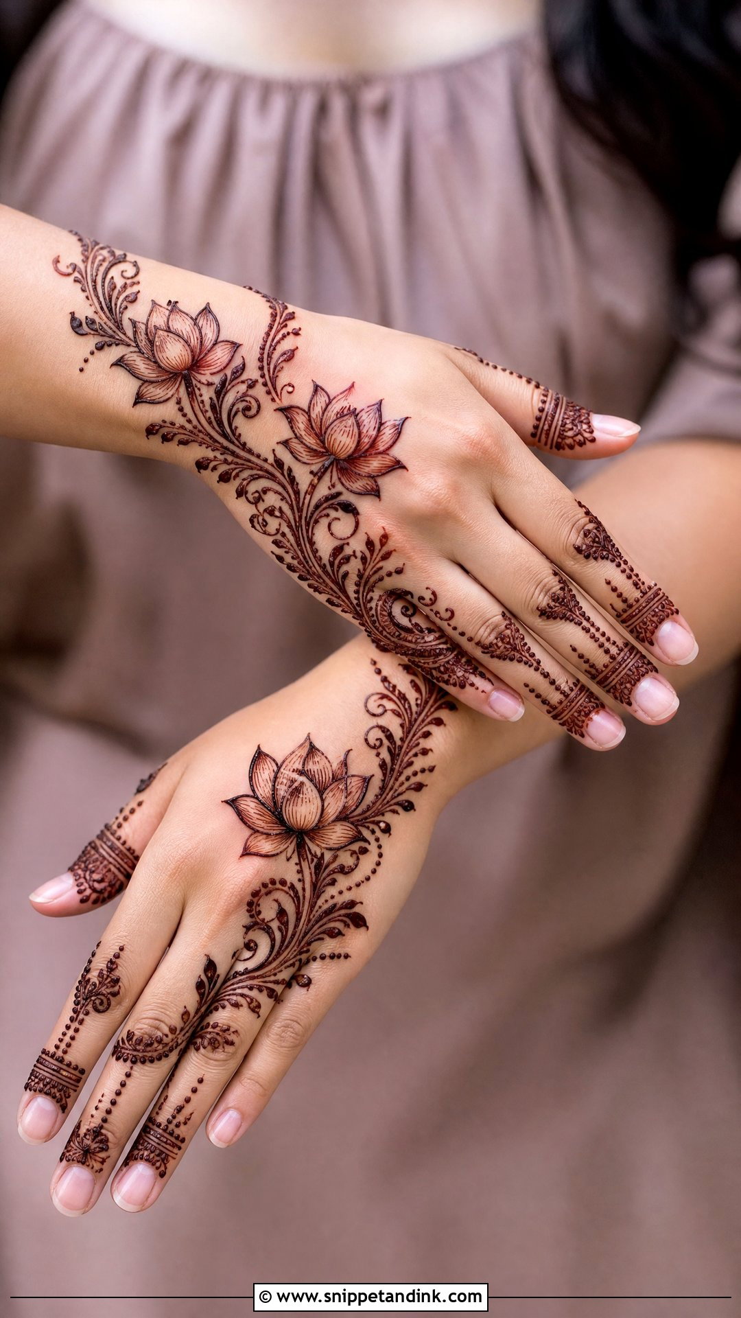 Lotus Half Hand Mehndi Design - Snippet and Ink - 30 Minimal Lotus Mehndi Design Ideas