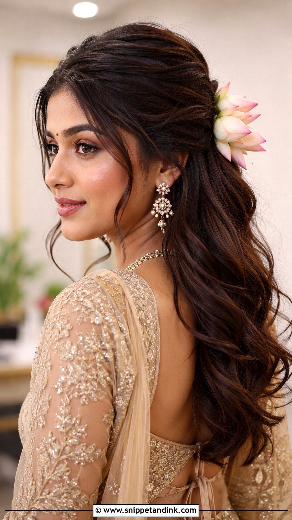 Lotus Half Up Hairstyle - Snippet and Ink - 20 Lotus Bridal Hairstyles