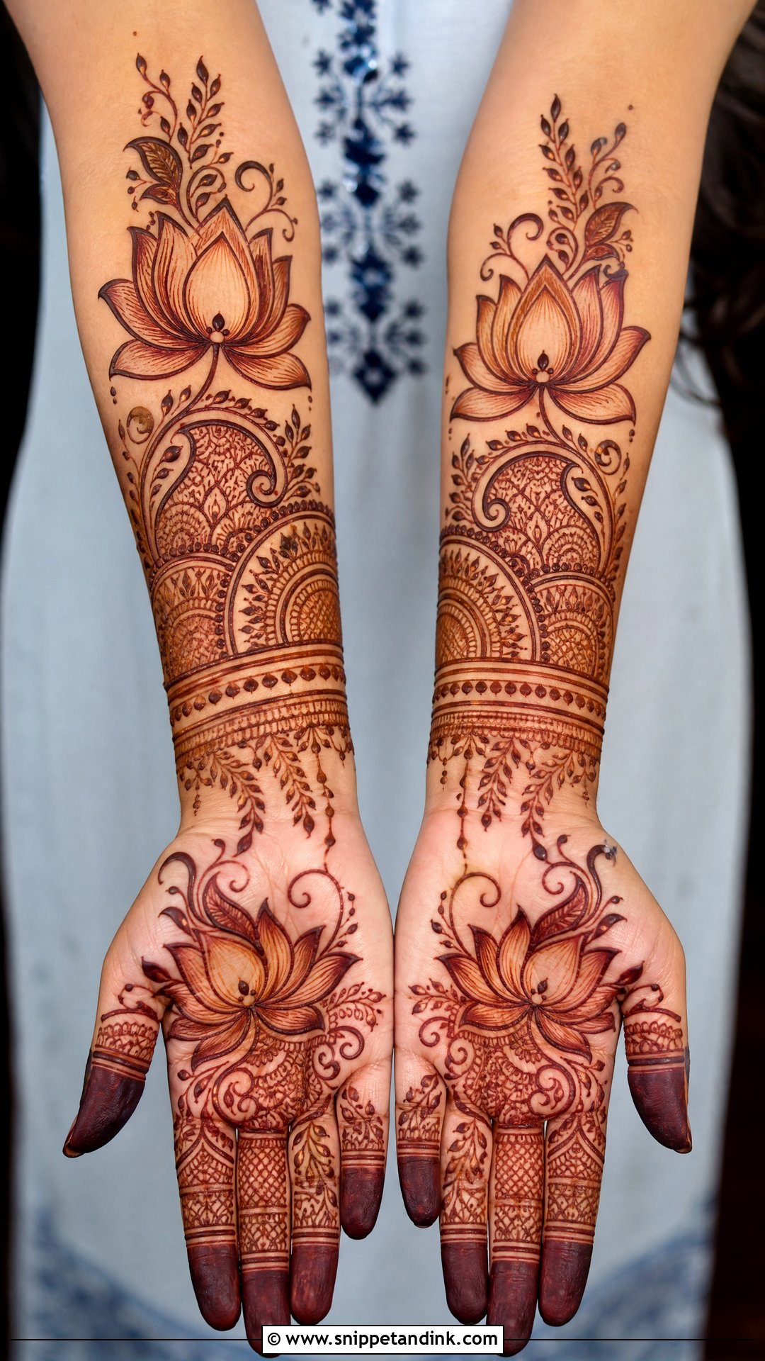 Lotus Heavy Bridal Mehndi Design - Snippet and Ink - 20 Heavy Bridal Mehndi Designs