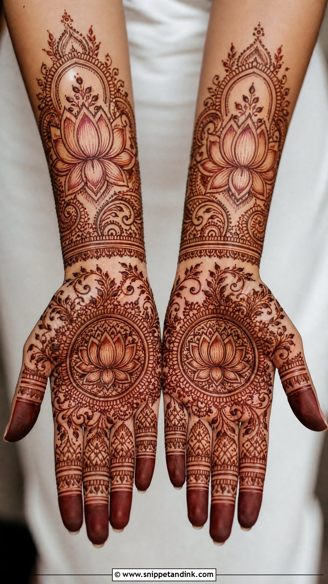 Lotus Indian Bridal Full Hand Mehndi Design - Snippet and Ink - 20 Indian Bridal Full Hand Mehndi Designs