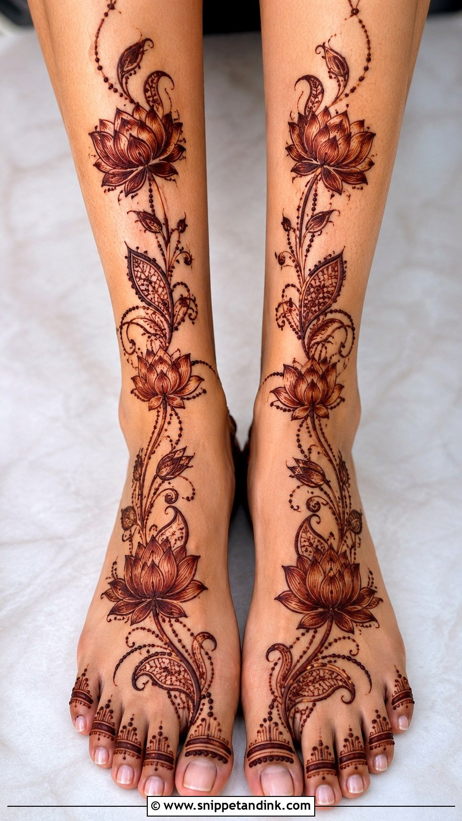 Lotus Leg Mehndi Design - Snippet and Ink - 35 Leg Mehndi Design Ideas