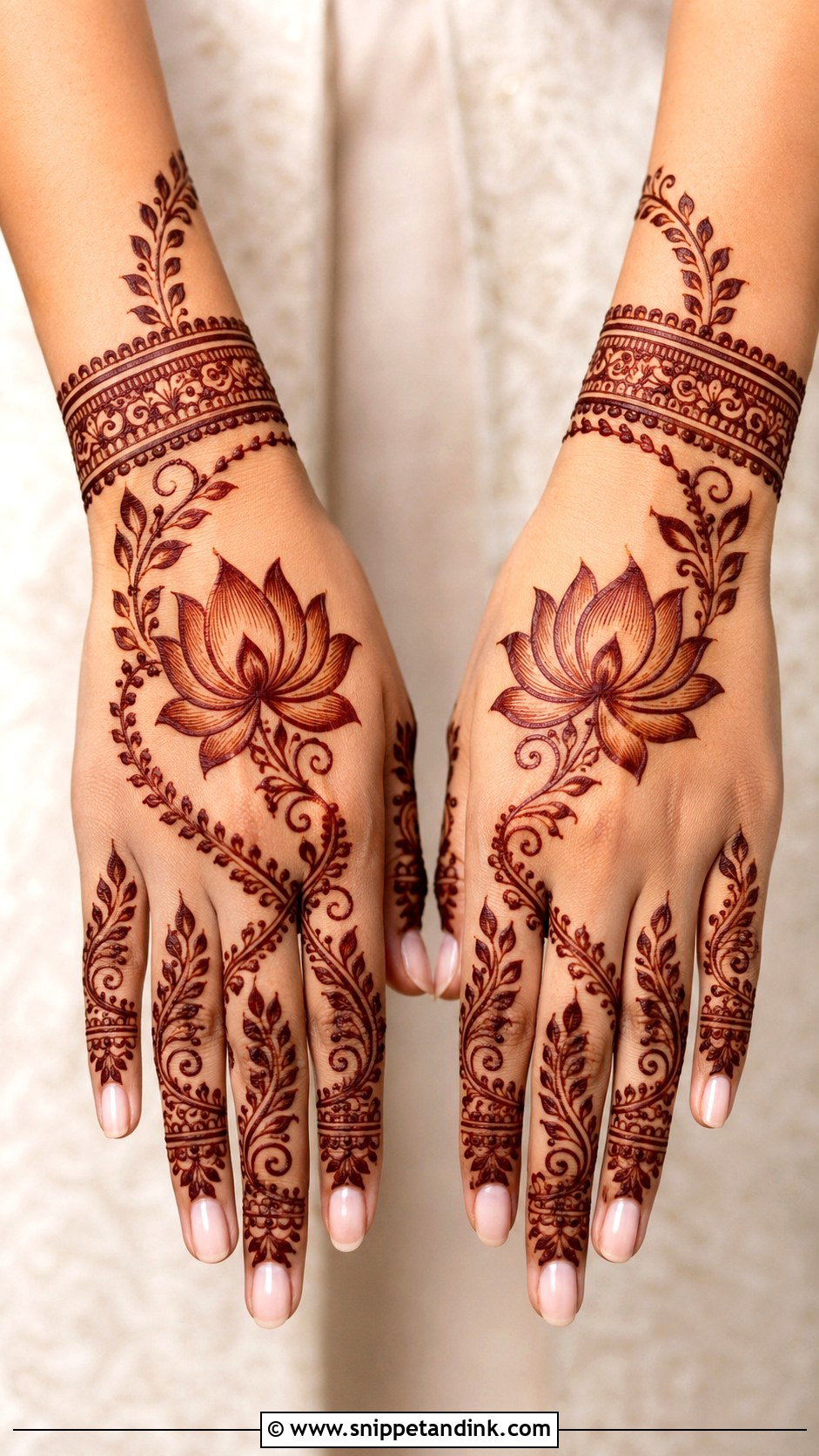 Lotus Mehndi Design Back Hand - Snippet and Ink - 35 Lotus Mehndi Design Ideas