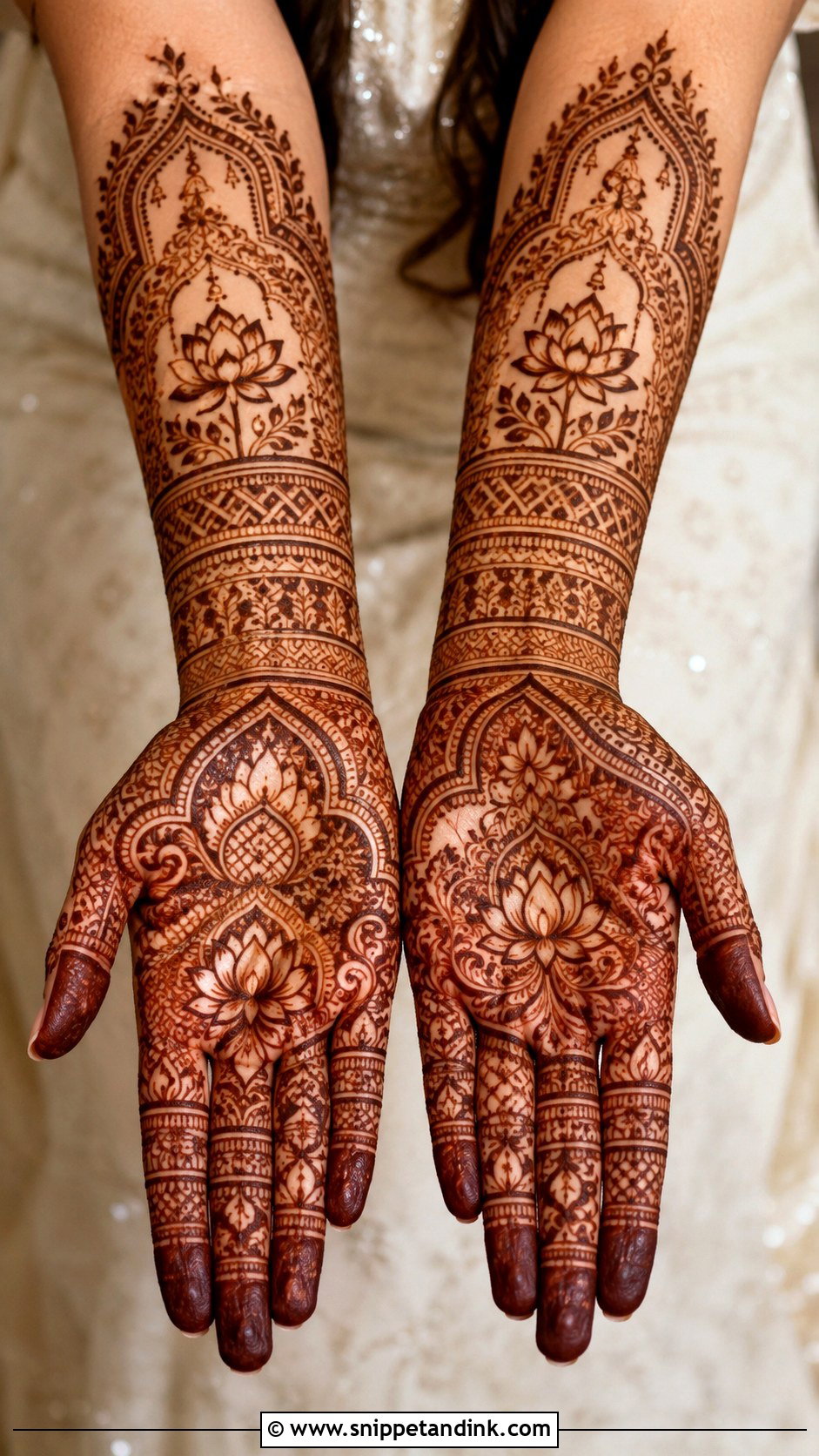 Lotus Mehndi Design For Bridal Hand - Snippet and Ink - 35 Mehndi Designs Book