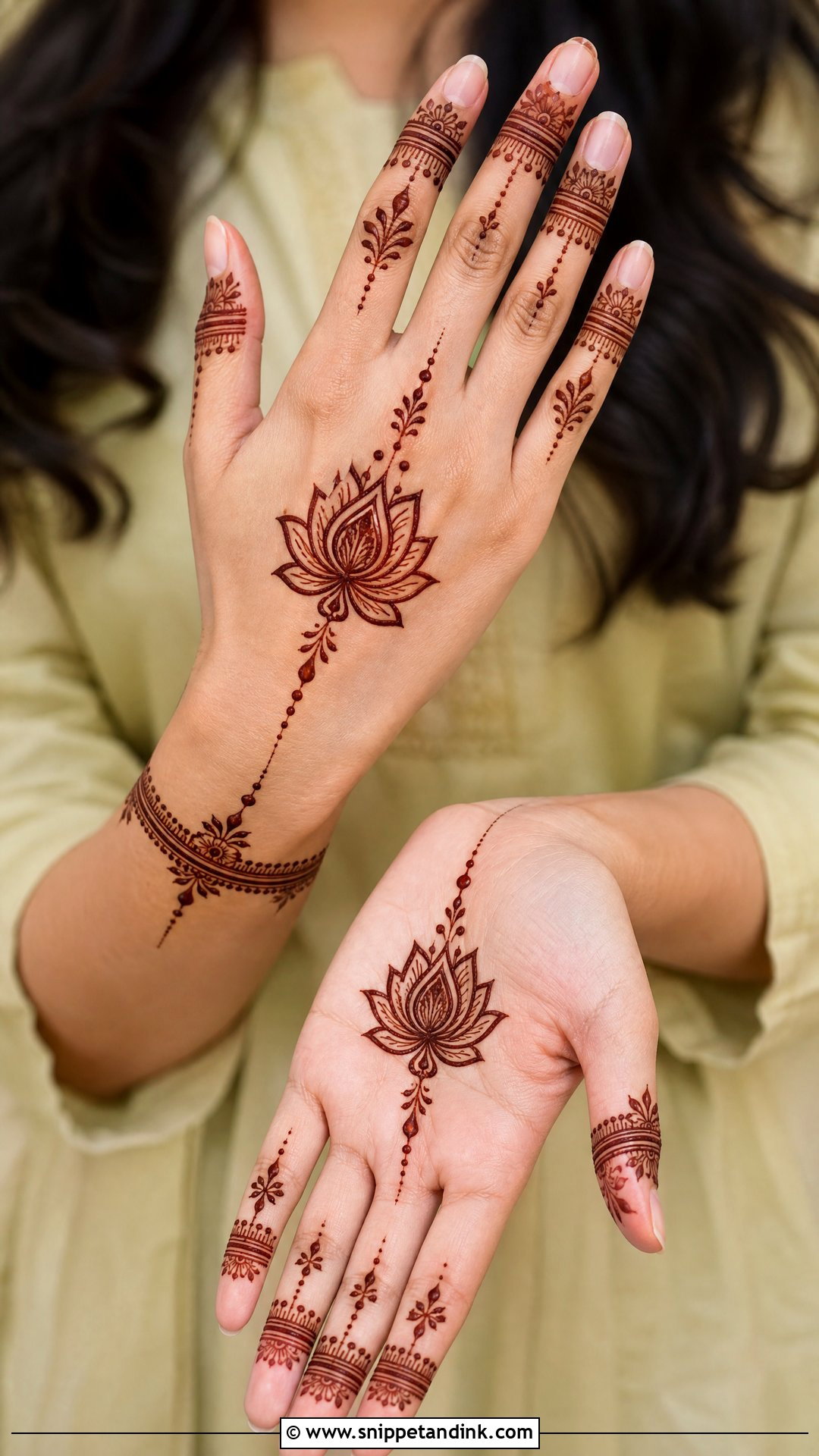Lotus Mehndi Design For Long Fingers - Snippet and Ink - 30 Minimal Lotus Mehndi Design Ideas