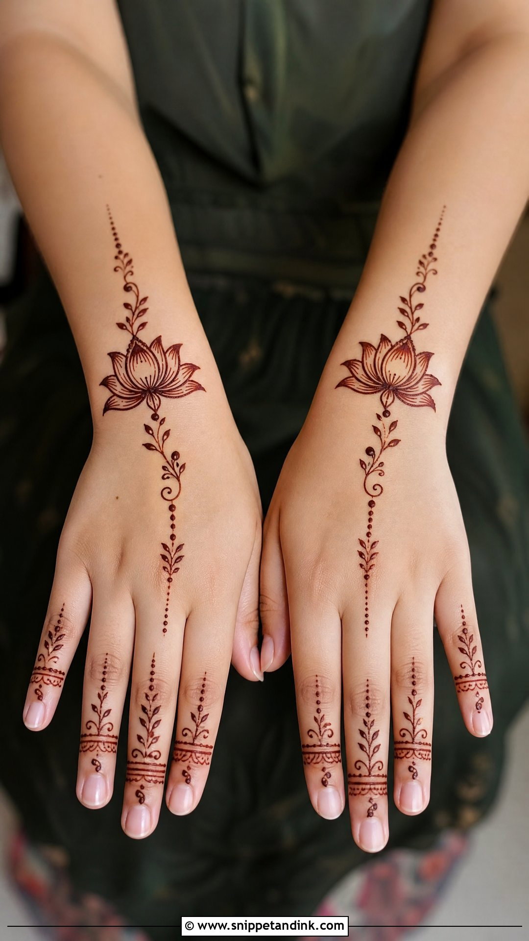 Lotus Mehndi Design For Short Fingers - Snippet and Ink - 30 Minimal Lotus Mehndi Design Ideas
