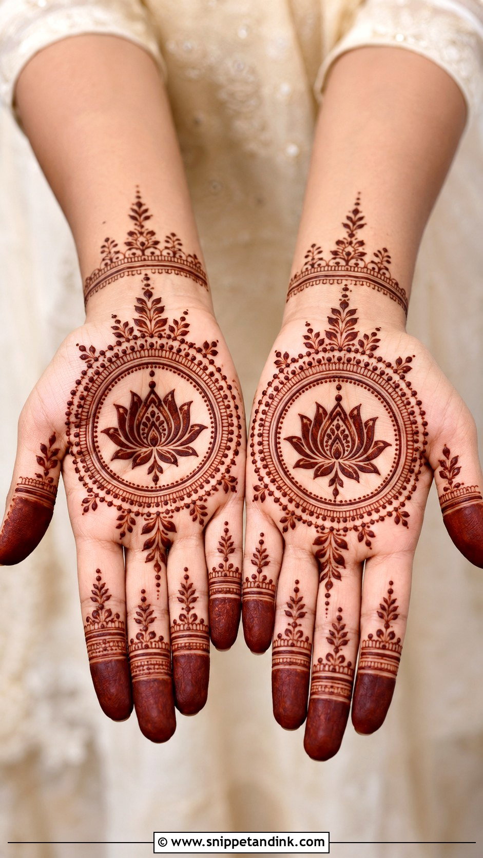 Lotus Mehndi Design Front Hand - Snippet and Ink - 35 Lotus Mehndi Design Ideas