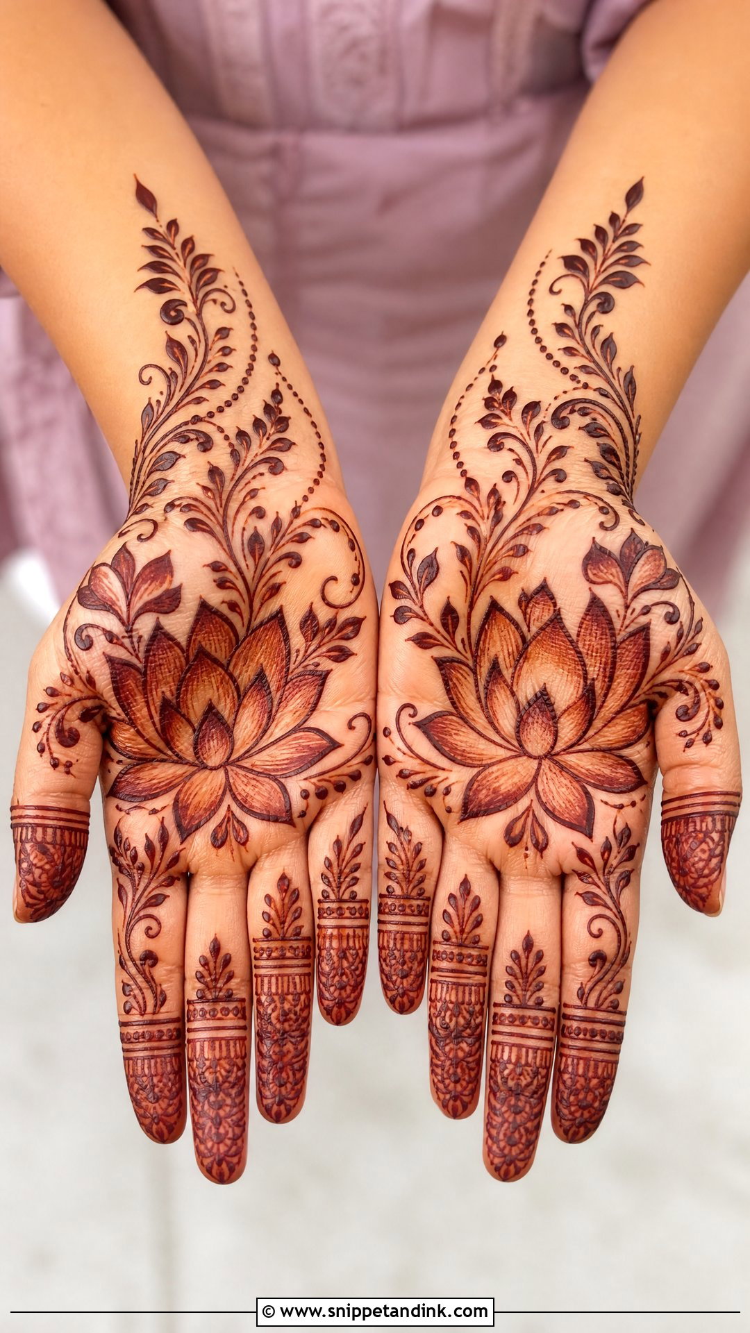 Lotus Palm Mehndi Design - Snippet and Ink - 30 Unique Palms Mehndi Designs