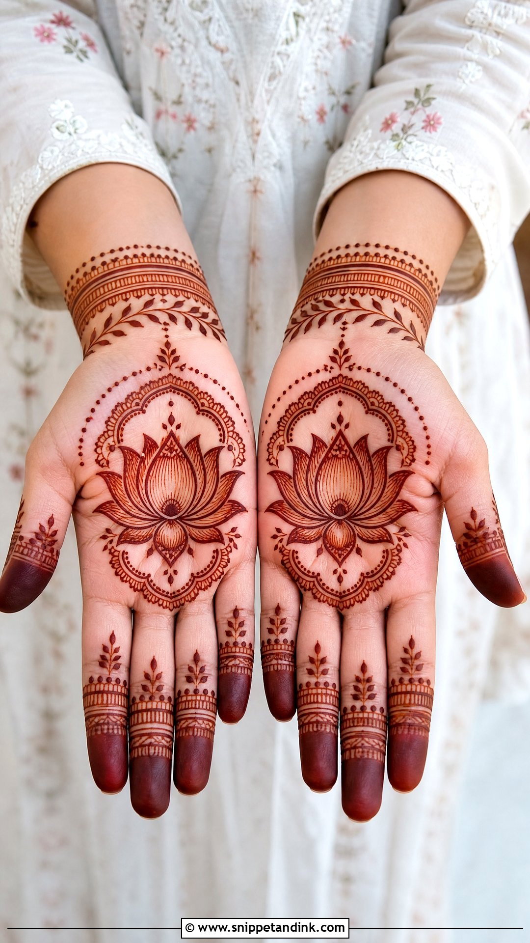 Lotus Palm Mehndi Design - Snippet and Ink - 35 Palm Mehndi Design Ideas