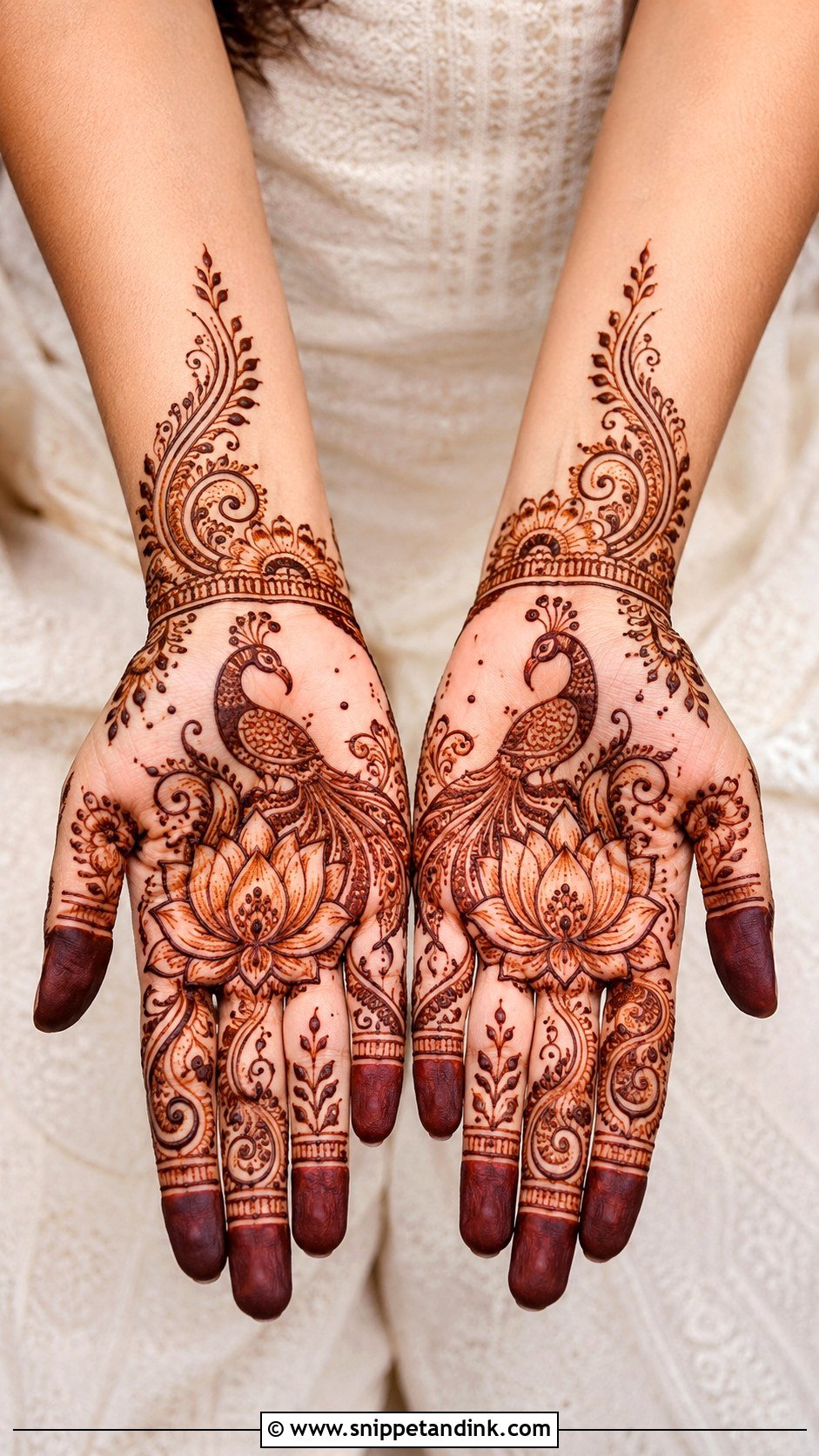 Lotus Peacock Mehndi Design - Snippet and Ink - 30 Lotus Flower Mehndi Design Ideas