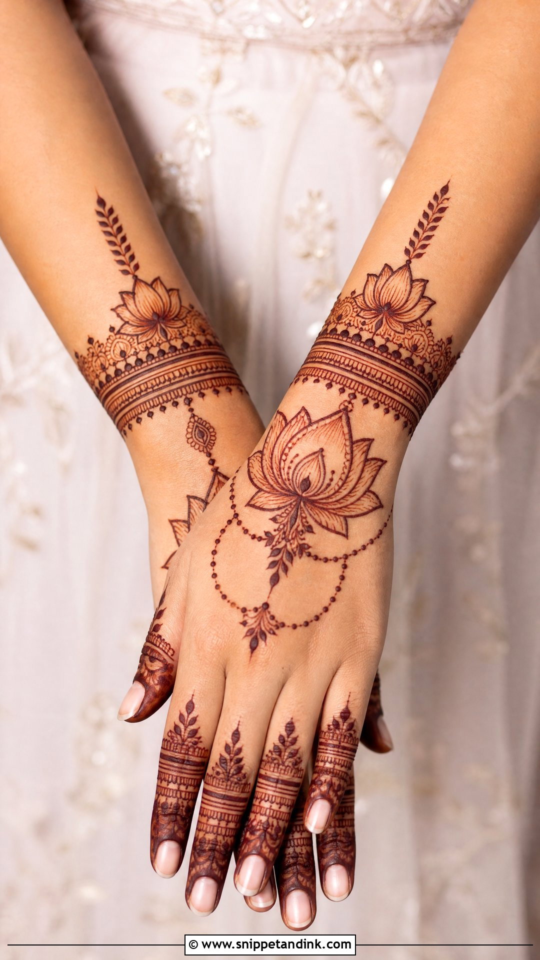 Lotus Semi Bridal Mehendi Design For Back Hand - Snippet and Ink - 25 Semi Bridal Mehendi Design for Back Hand Ideas