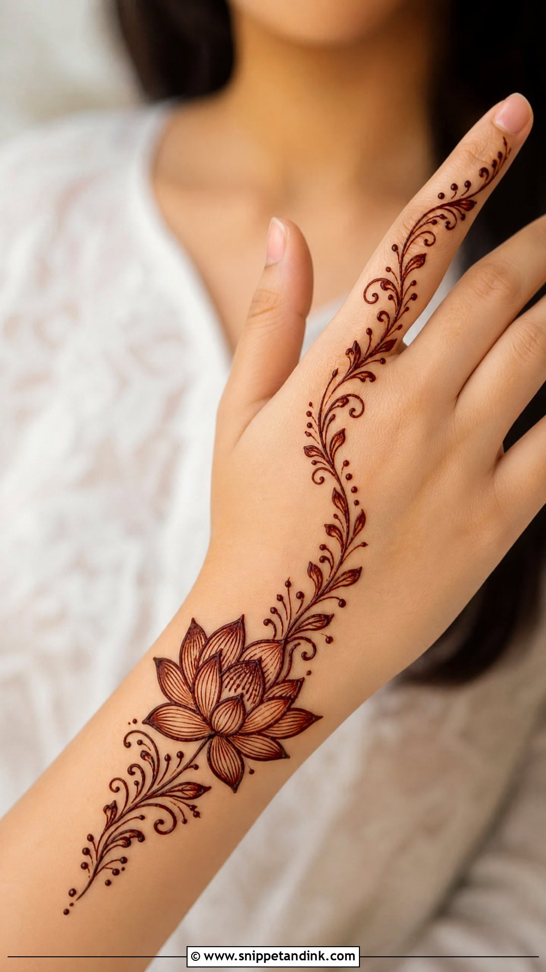 Lotus Side Hand Mehndi Design - Snippet and Ink - 30 Minimal Lotus Mehndi Design Ideas