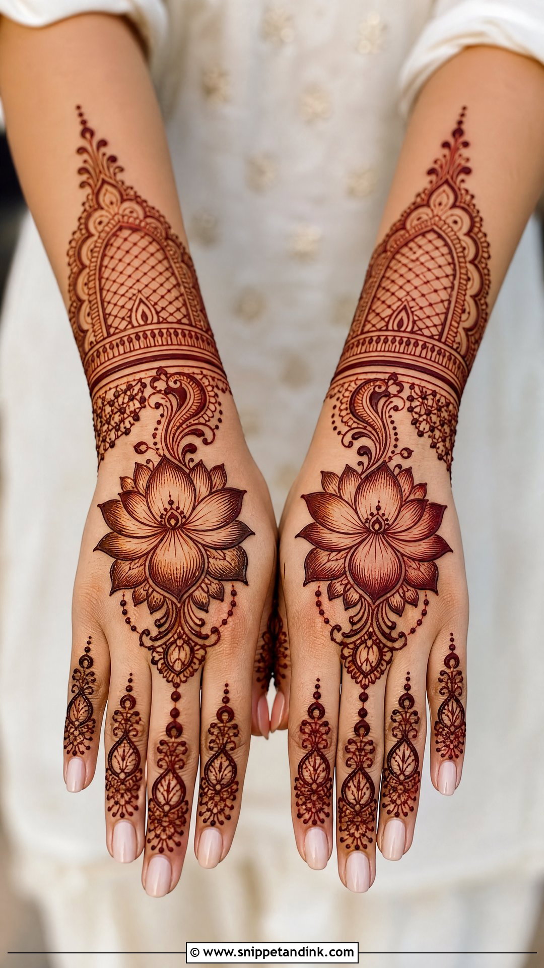 Lotus Upper Hand Mehndi Design - Snippet and Ink - 25 Upper Hand Mehndi Designs