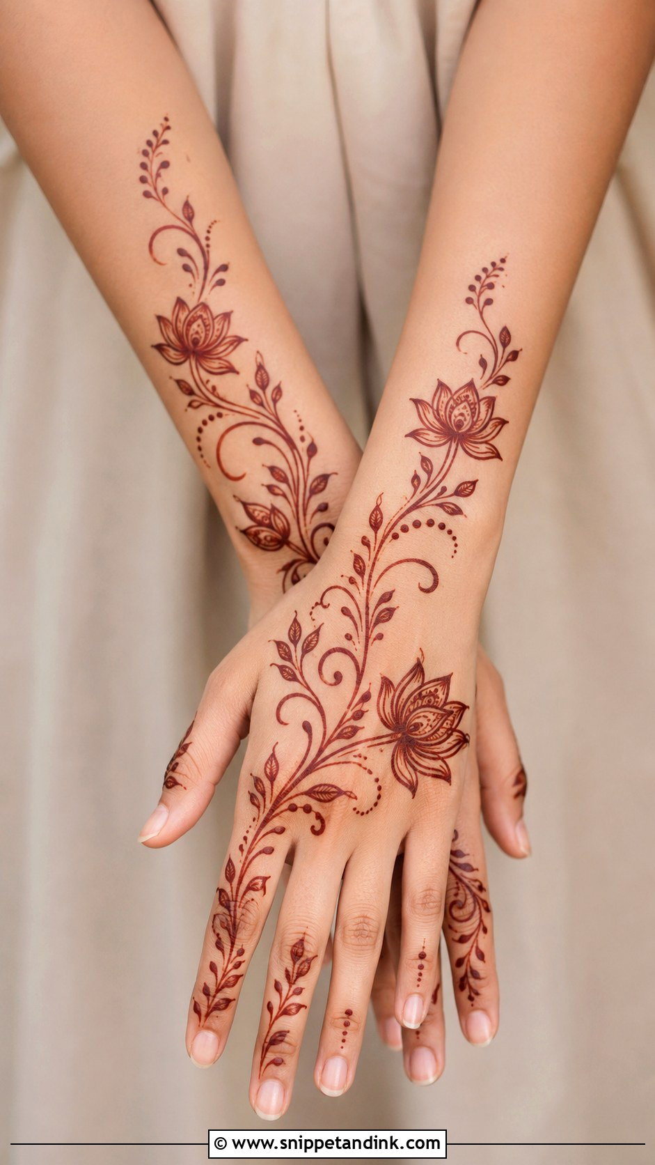 Lotus Vine Mehndi Design - Snippet and Ink - 30 Lotus Flower Mehndi Design Ideas