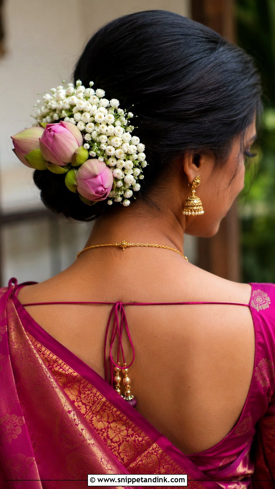 Lotus Wedding Hairstyle For Saree - Snippet and Ink - 20 Lotus Bridal Hairstyles