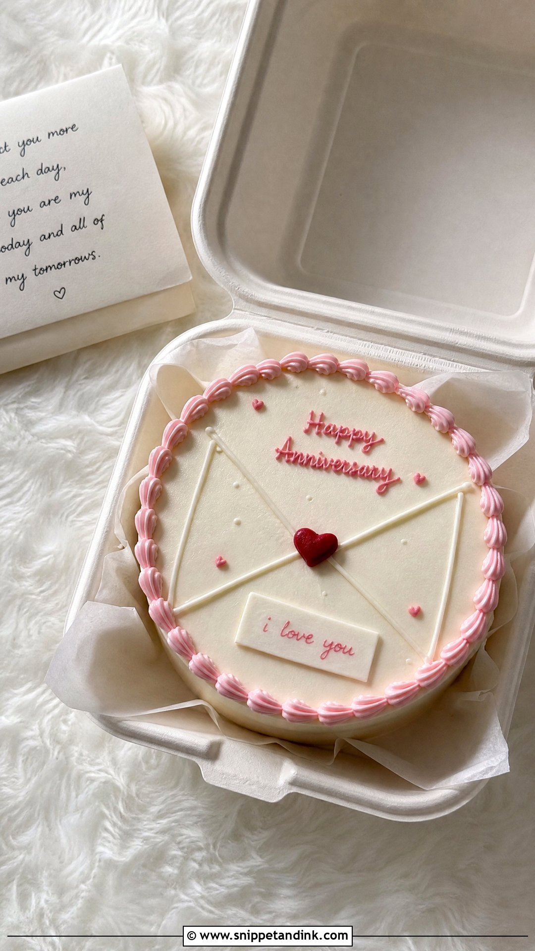 Love Letter Anniversary Bento Cake - Snippet and Ink - 30 Anniversary Bento Cake Ideas