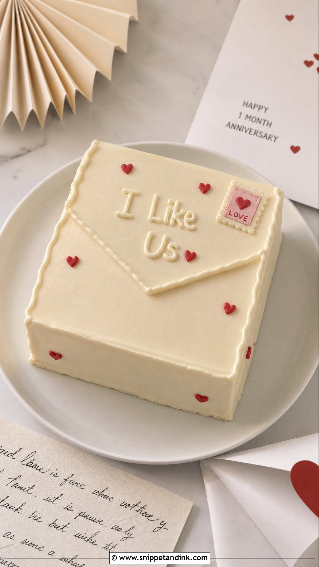 Love Letter Anniversary Cake - Snippet and Ink - 25 1 Month Anniversary Cake Ideas