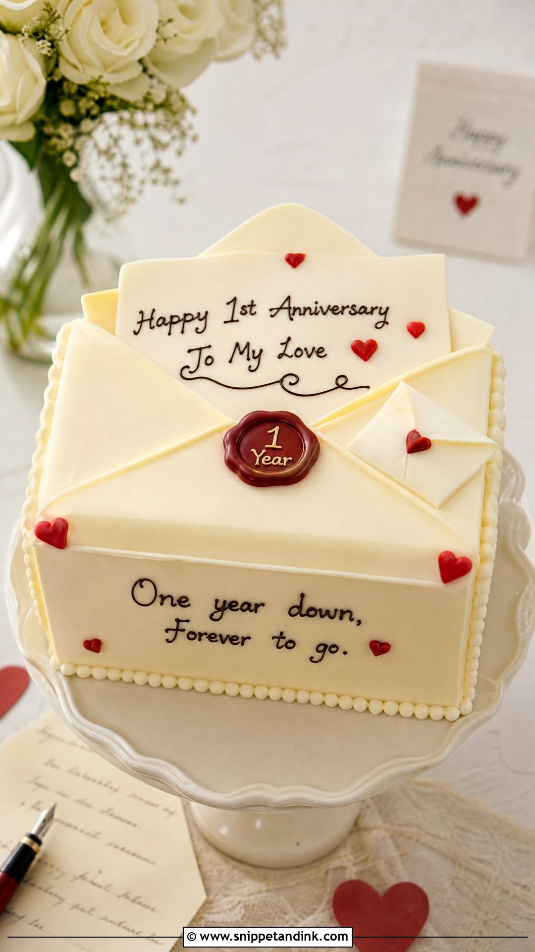 Love Letter Anniversary Cake - Snippet and Ink - 25 Couple 1st Anniversary Cake Ideas