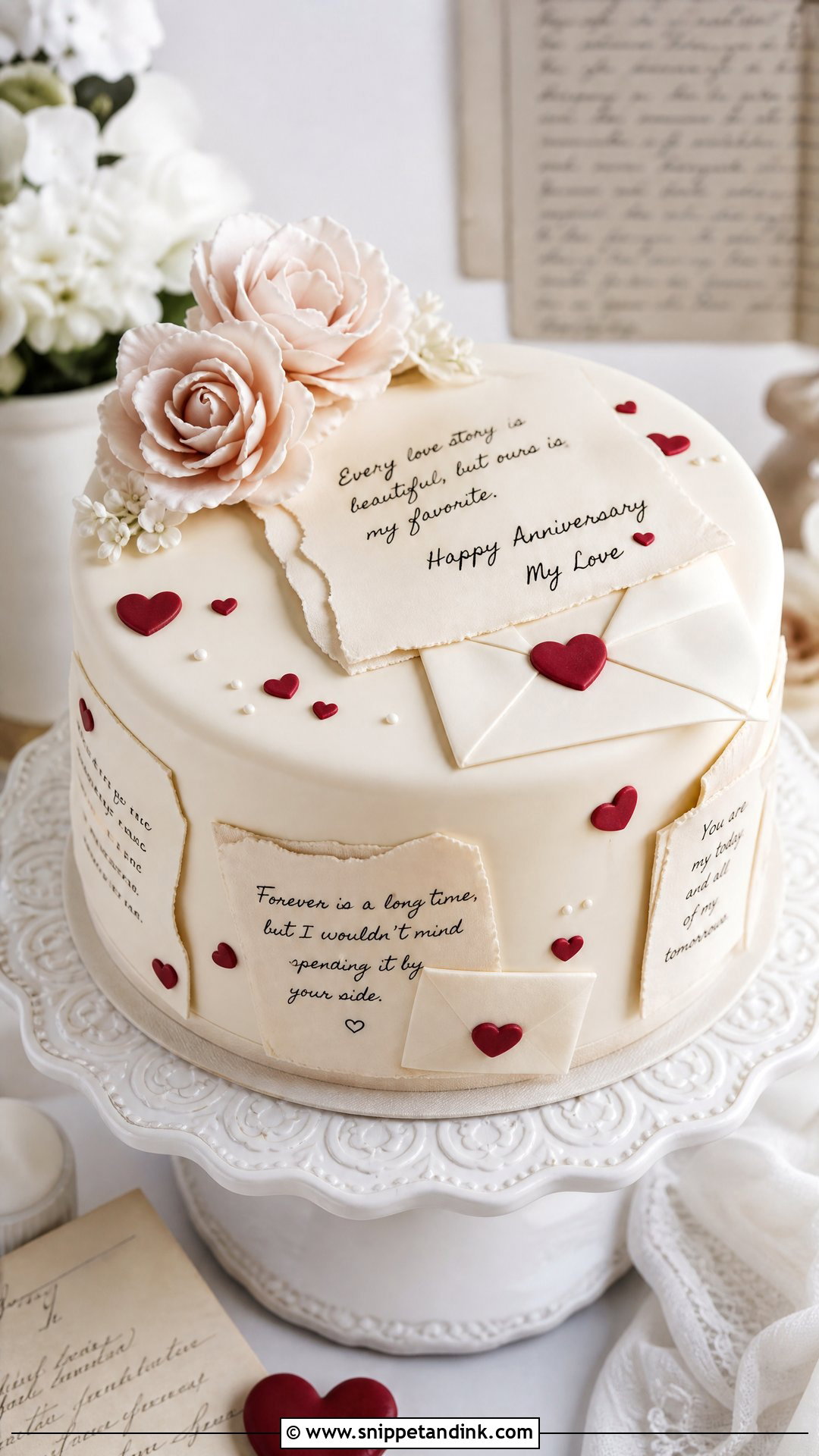Love Letter Anniversary Cake - Snippet and Ink - 25 Love Anniversary Cake Ideas