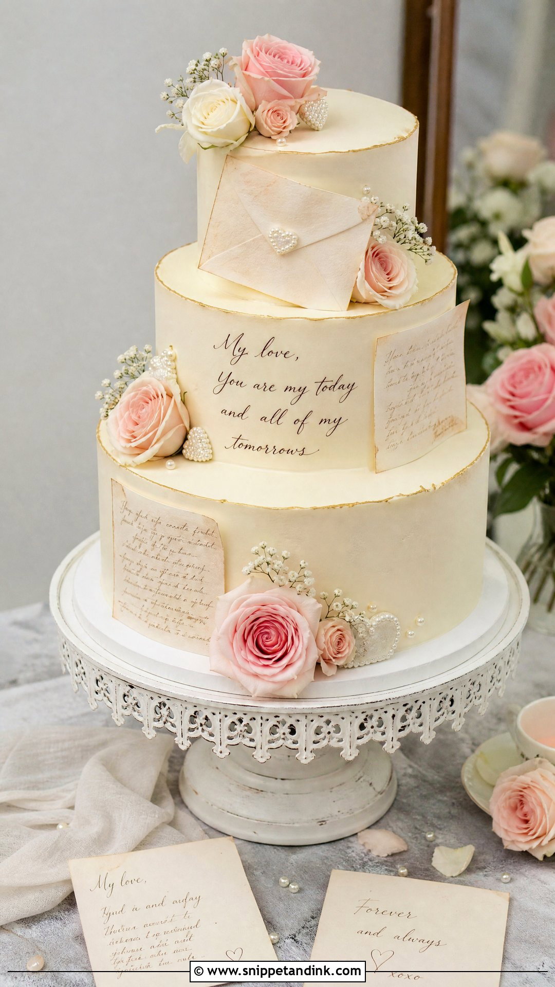 Love Letter Wedding Cake - Snippet and Ink - 25 Love Theme Cake Ideas for Wedding