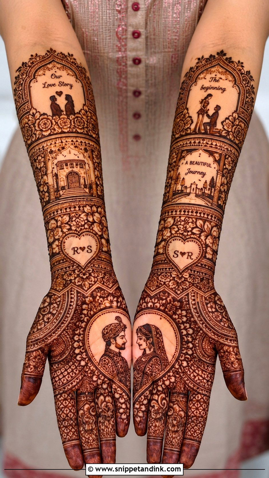 Love Story Bridal Mehndi Design - Snippet and Ink - 30 Latest Unique Bridal Mehndi Designs