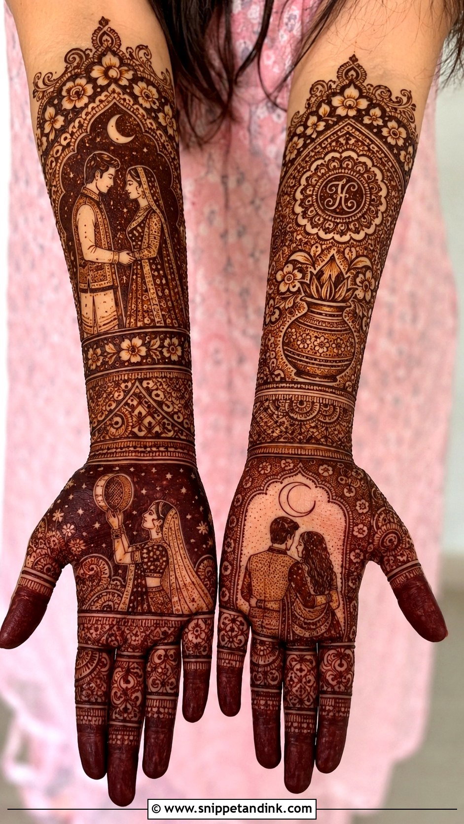 Love Story Karva Chauth Mehndi Design - Snippet and Ink - 35 Karva Chauth Mehndi Designs