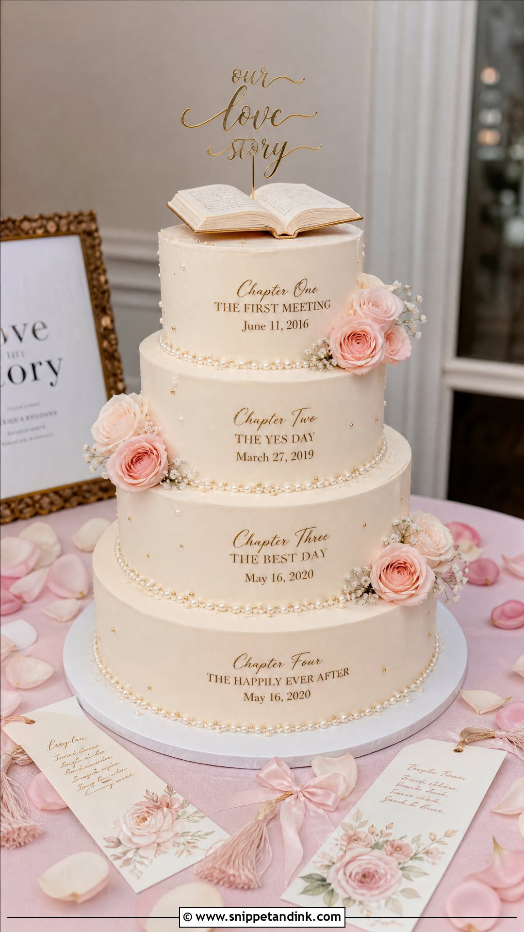 Love Story Wedding Cake - Snippet and Ink - 25 Book Theme Cake Ideas for Wedding