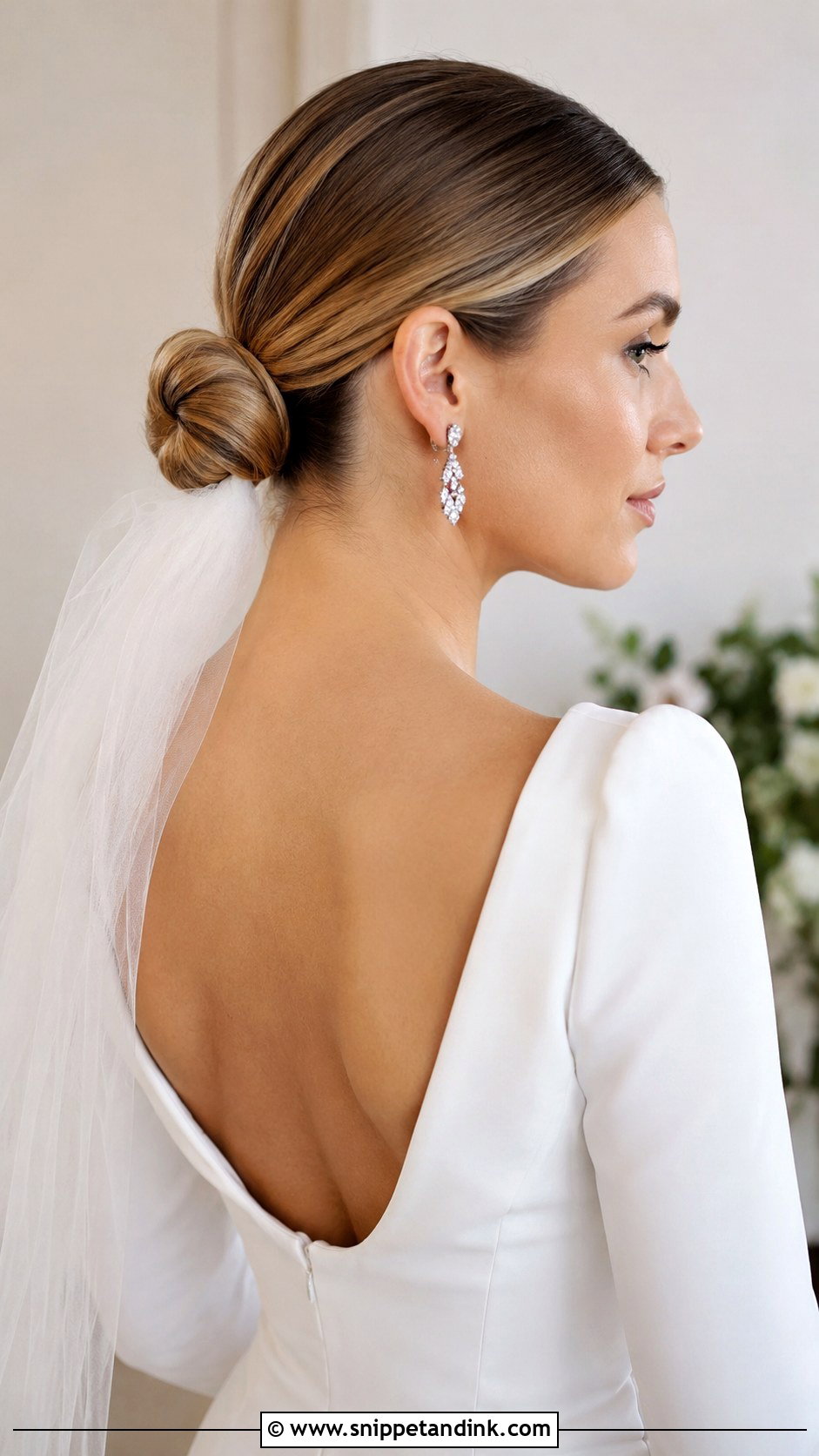 Low Ballerina Bun for Brides - Snippet and Ink - 20 Low Bridal Updo Ideas