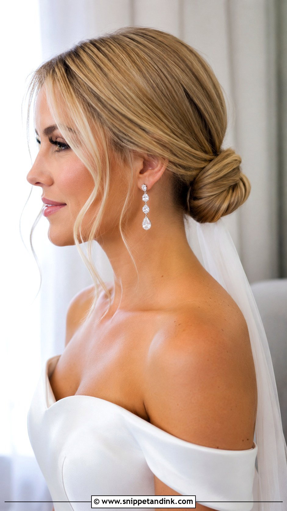 Low Blonde Chignon Bun - Snippet and Ink - 20 Long Blonde Wedding Hair Ideas